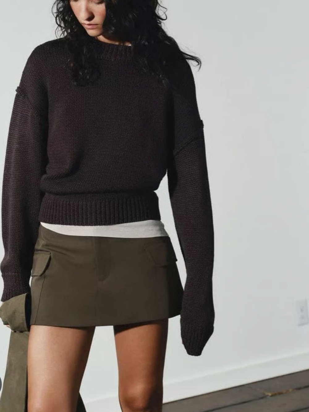 Zara Dark Brown Cargo Skort